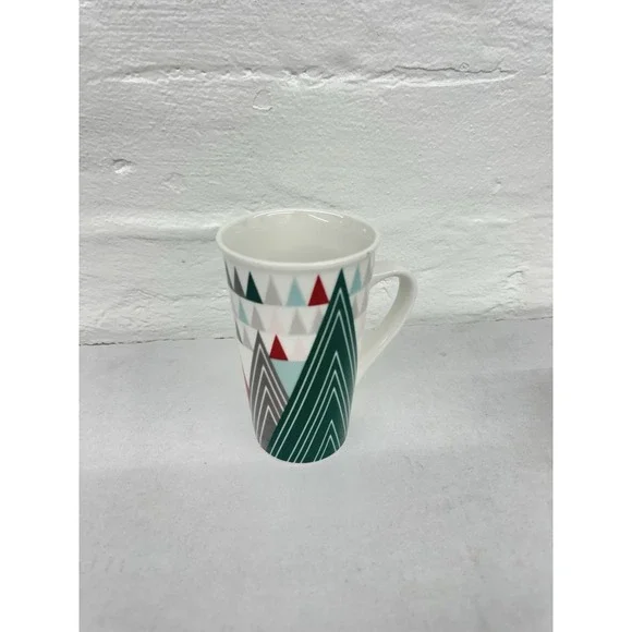 Starbucks Holiday Geometric Trees Ceramic Mug 16 Oz Holiday 2013 Christmas Cup - Picture 2 of 6